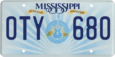 MS license plate OTY680