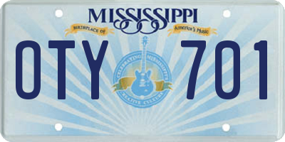 MS license plate OTY701