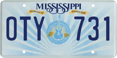 MS license plate OTY731