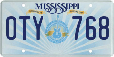 MS license plate OTY768
