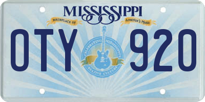 MS license plate OTY920