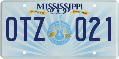 MS license plate OTZ021
