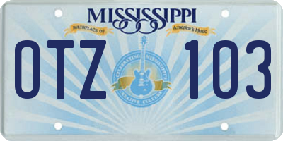 MS license plate OTZ103