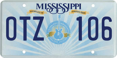 MS license plate OTZ106