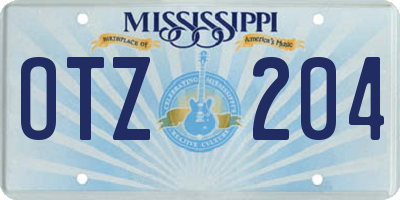 MS license plate OTZ204