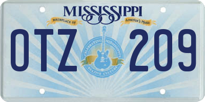 MS license plate OTZ209