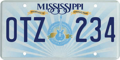 MS license plate OTZ234