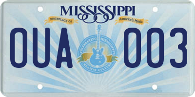 MS license plate OUA003