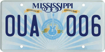 MS license plate OUA006