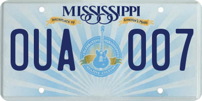 MS license plate OUA007