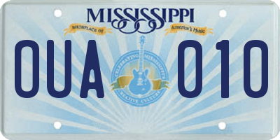 MS license plate OUA010