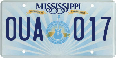 MS license plate OUA017