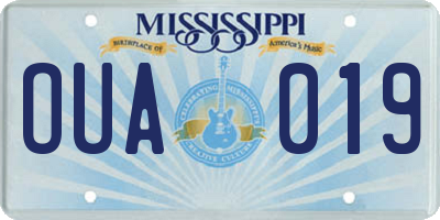 MS license plate OUA019