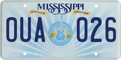 MS license plate OUA026