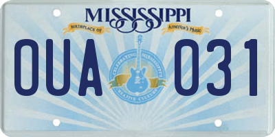 MS license plate OUA031