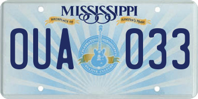 MS license plate OUA033