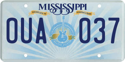 MS license plate OUA037