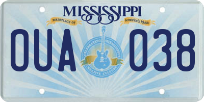 MS license plate OUA038
