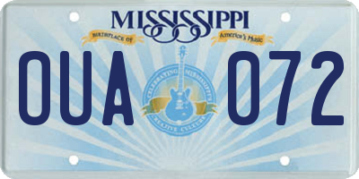 MS license plate OUA072