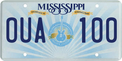 MS license plate OUA100