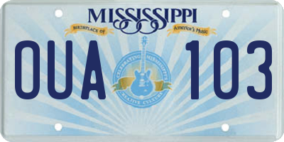 MS license plate OUA103