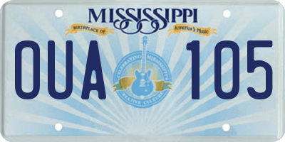 MS license plate OUA105