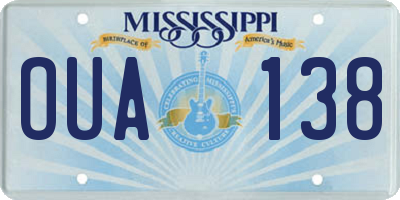 MS license plate OUA138