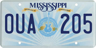 MS license plate OUA205