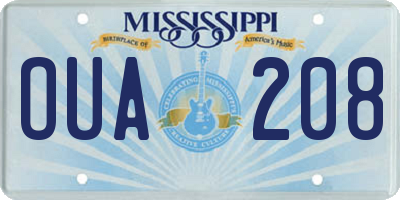 MS license plate OUA208