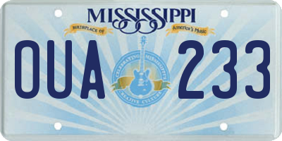 MS license plate OUA233