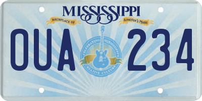 MS license plate OUA234