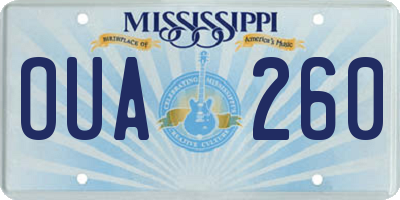 MS license plate OUA260