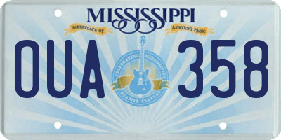 MS license plate OUA358