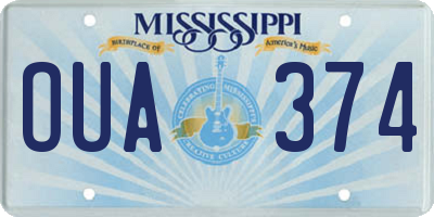 MS license plate OUA374