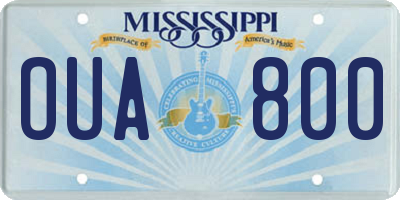 MS license plate OUA800