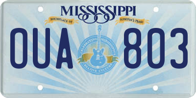 MS license plate OUA803