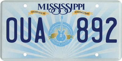 MS license plate OUA892
