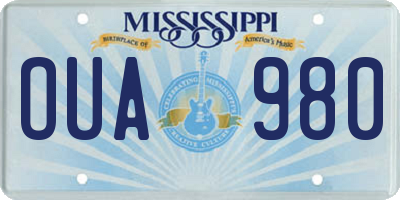 MS license plate OUA980