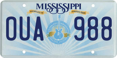 MS license plate OUA988