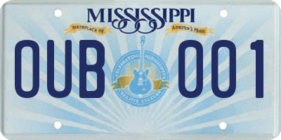 MS license plate OUB001