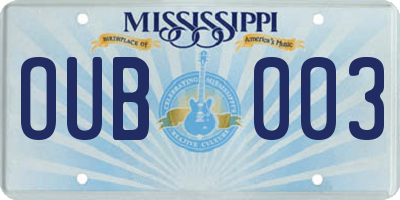MS license plate OUB003