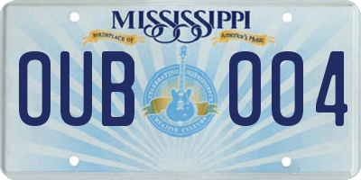 MS license plate OUB004