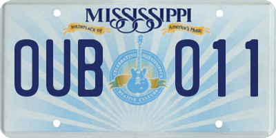 MS license plate OUB011