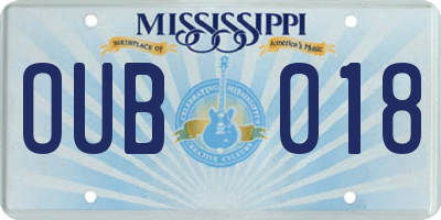 MS license plate OUB018