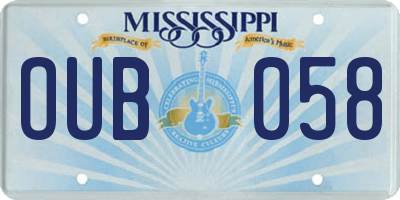 MS license plate OUB058