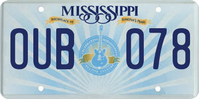 MS license plate OUB078