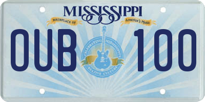 MS license plate OUB100
