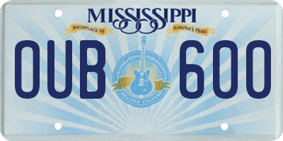 MS license plate OUB600