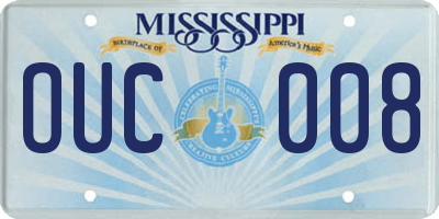 MS license plate OUC008