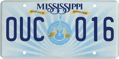 MS license plate OUC016